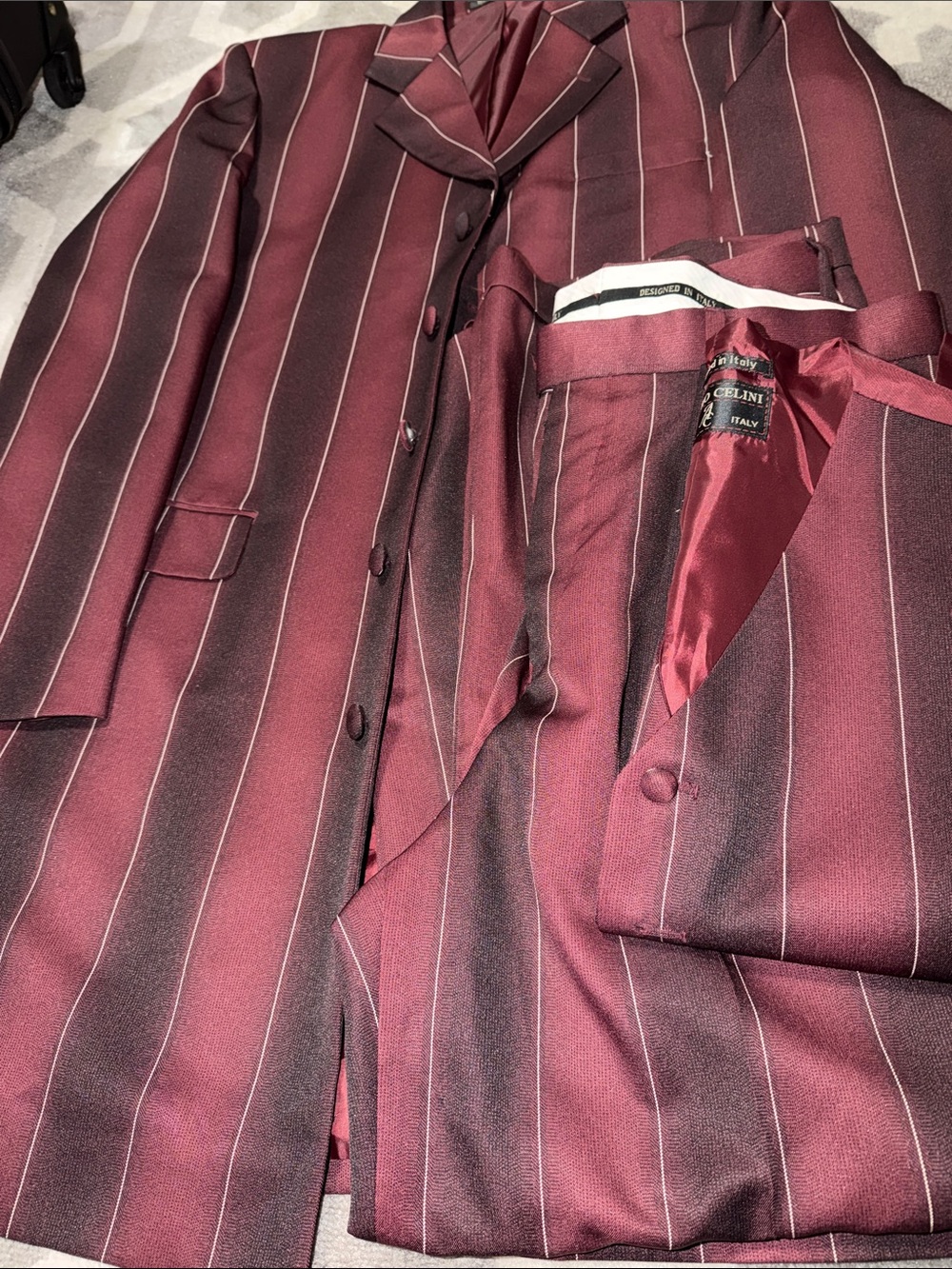 42R 36X32 men’s burgundy striped zoot suit / NEW